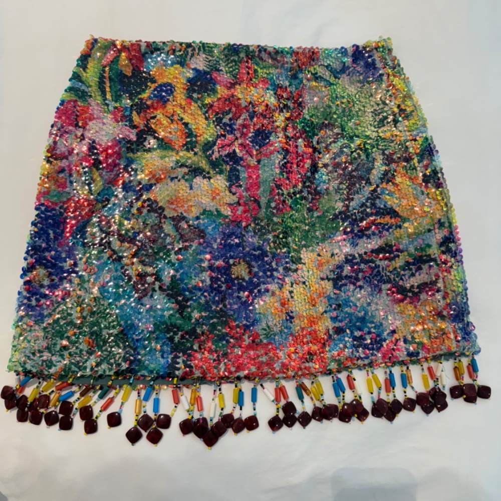 Alexis Storm Beaded Fringe Skirt in Botanical Sequin - Top & Bottom: Size XS - Picture 6 of 14